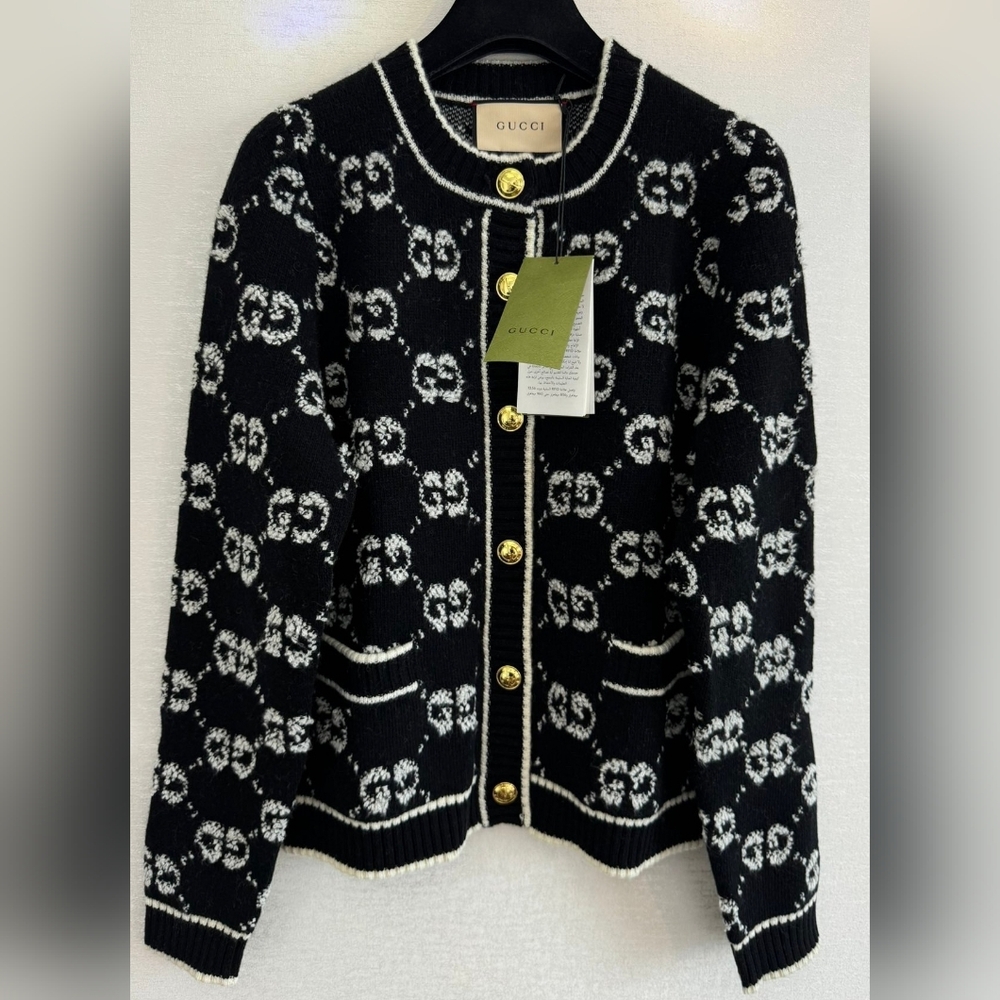 Gucci GG Jacquard Wool Cardigan